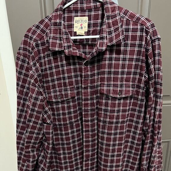 RedHead Flannel Shirt Men's 2XL Long Sleeve Button Up Red Cotton - Picture 1 of 4